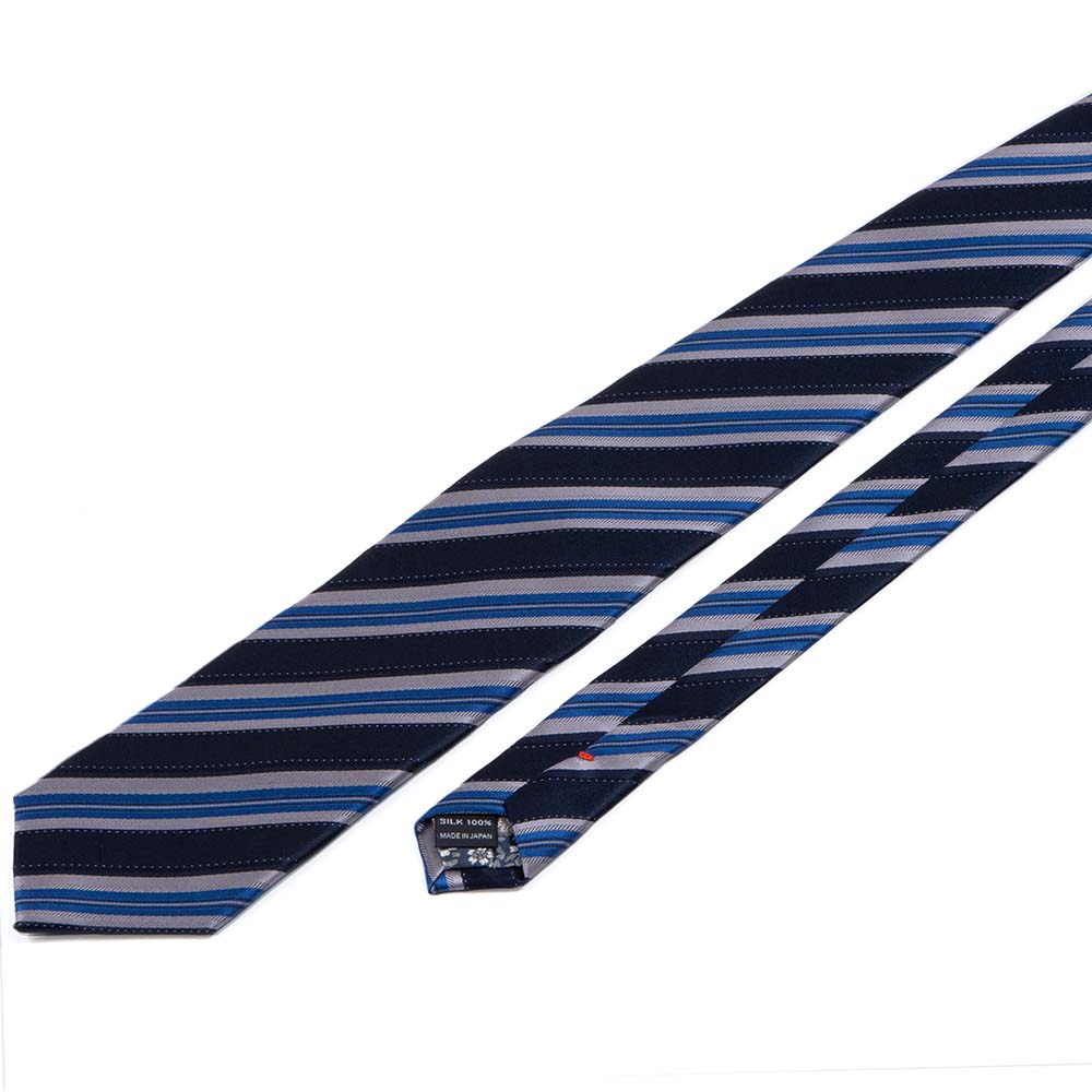 西陣織ネクタイ　Ｎｊ　ストライプ　紺×ブルーホワイト