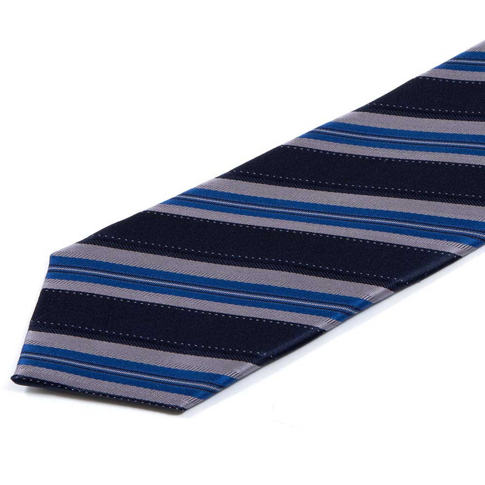 西陣織ネクタイ　Ｎｊ　ストライプ　紺×ブルーホワイト