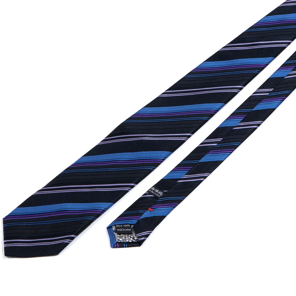 西陣織ネクタイ　Ｎｊ　ストライプ　紺×ブルー