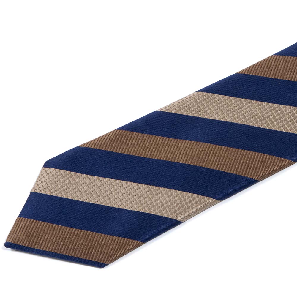 西陣織ネクタイ　Ｎｊ　ストライプ　紺×ベージュ