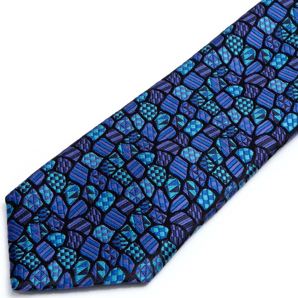 西陣織ネクタイ　京の石畳　ブルー