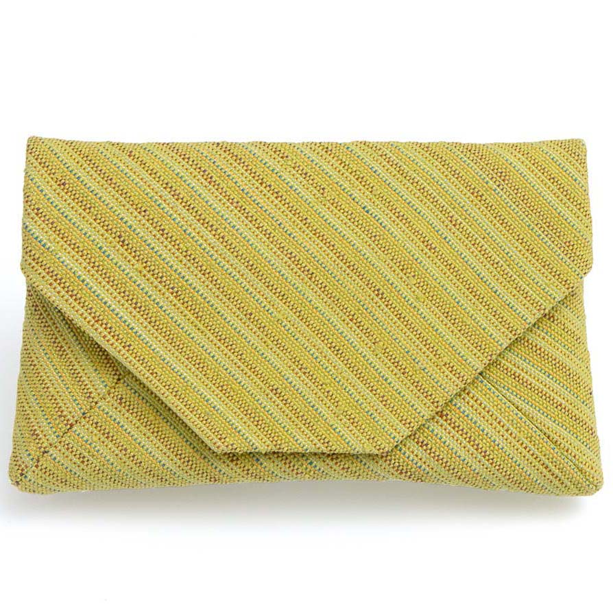 西陣織　手織　数寄屋袋　黄緑